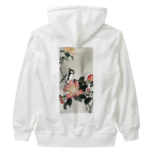 小原古邨　椿に四十雀  Ohara Koson / Great tit on branch with pink flowers  Heavyweight Zip Hoodie