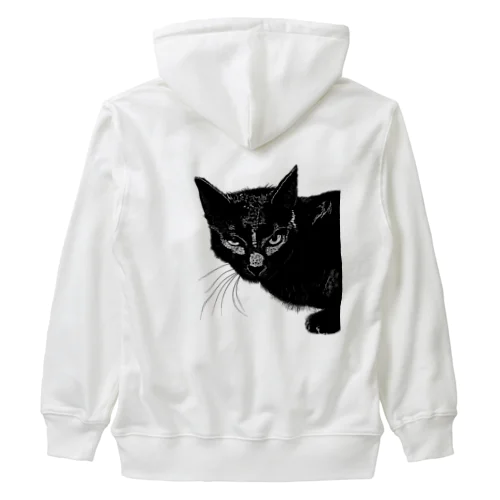 カッコよく覗きに来た黒猫 Heavyweight Zip Hoodie