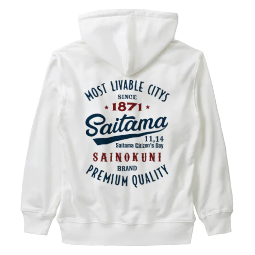 [★バック] Saitama -Vintage- (淡色Tシャツ専用) ヘビーウェイトジップパーカー