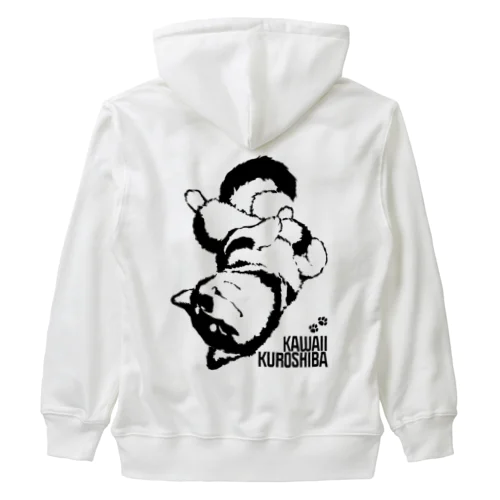 かわいい黒柴：へそてんで昼寝（バックプリント） Heavyweight Zip Hoodie