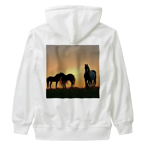 夕陽の中の馬 Heavyweight Zip Hoodie