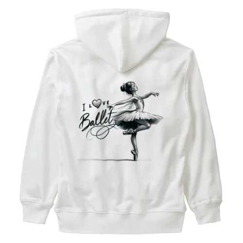 I Love Ballet（バレエが大好きな少女） Heavyweight Zip Hoodie