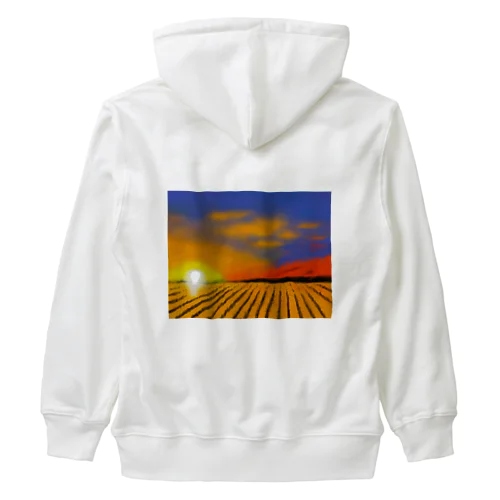 田んぼと夕焼け Heavyweight Zip Hoodie