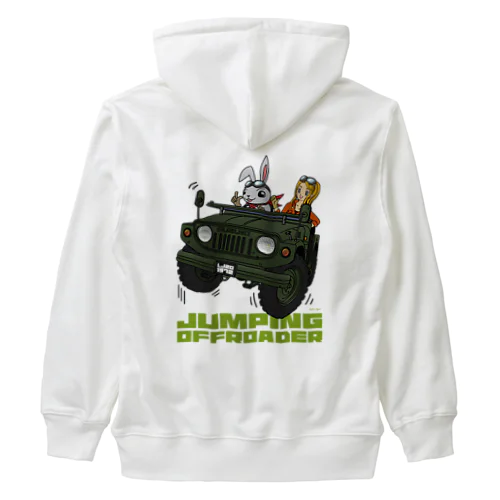 JUMPING OFFROADER 05 二代目ジムニーに乗るウサギと女の子 Heavyweight Zip Hoodie