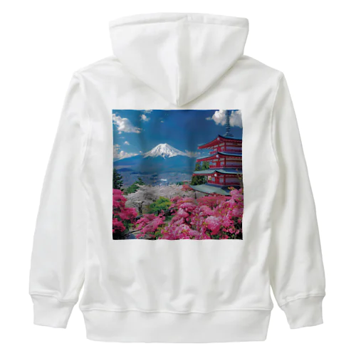 絶景な富士山ツツジ満開の季節 アメジスト 2846 Heavyweight Zip Hoodie