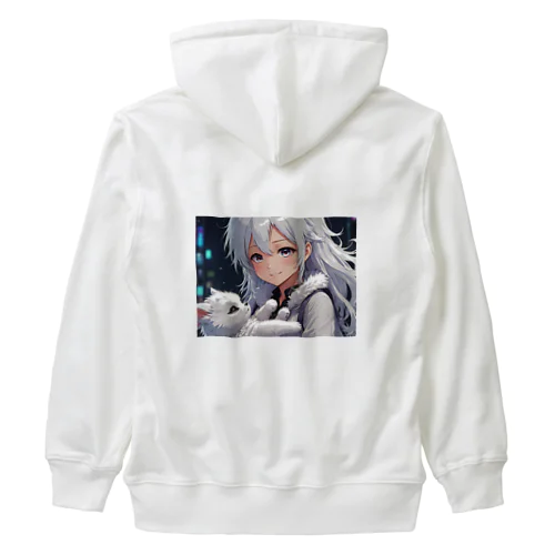 神様を抱っこしている美少女 Heavyweight Zip Hoodie