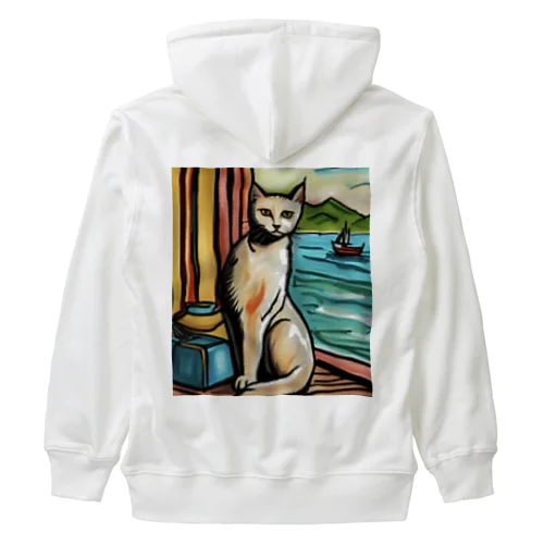 chaton blanc Heavyweight Zip Hoodie