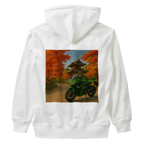 ご当地バイク旅　京都編　(フルカウル・green) Heavyweight Zip Hoodie