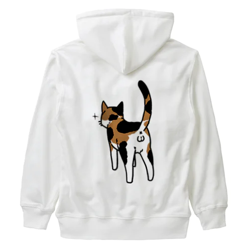 ねこけつω（三毛猫、背面） Heavyweight Zip Hoodie