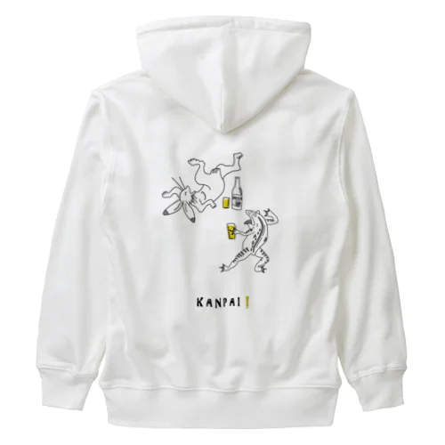 名画 × BEER（鳥獣戯画）黒線画 Heavyweight Zip Hoodie