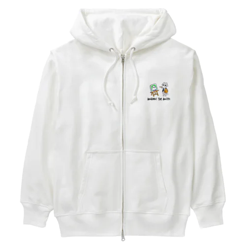 呪物のモーちゃん、お友達の絵を描くの巻 Heavyweight Zip Hoodie