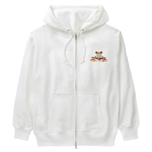 アカメアマガエル 正面 Heavyweight Zip Hoodie