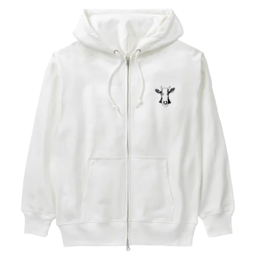 面長の牛 Heavyweight Zip Hoodie