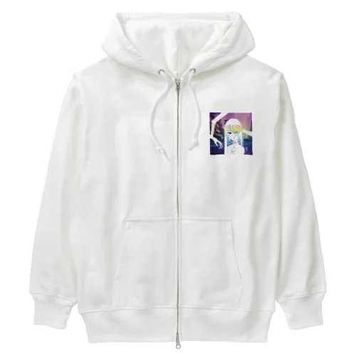 おててメカとビルと女の子パーカー Heavyweight Zip Hoodie