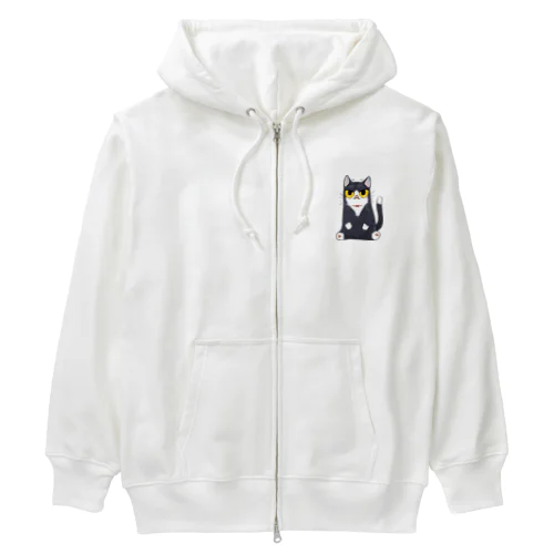 鼻ペロはちわれ靴下猫 Heavyweight Zip Hoodie