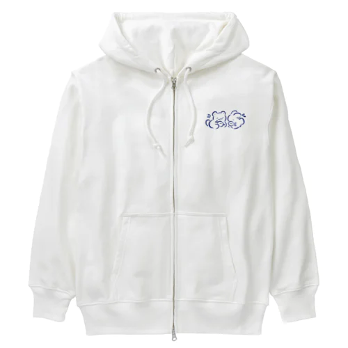 くまとうさぎと花々 Heavyweight Zip Hoodie