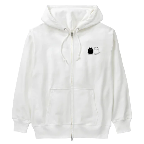 にゃっくろ＆にゃっしろ Heavyweight Zip Hoodie