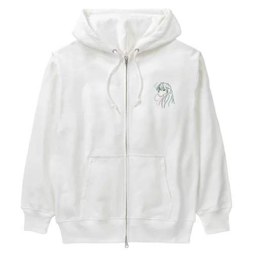 馬　カラフルラインアート　 Heavyweight Zip Hoodie