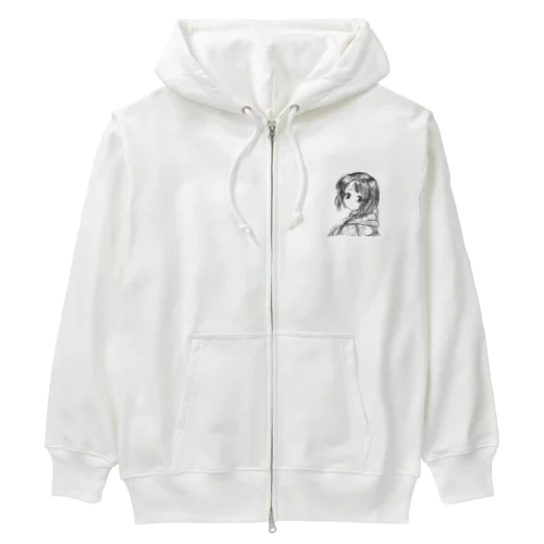 平成アニメ風　白 Heavyweight Zip Hoodie