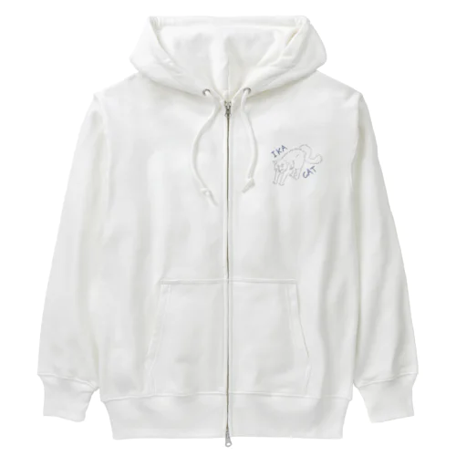 イカキャット(ブルー) Heavyweight Zip Hoodie