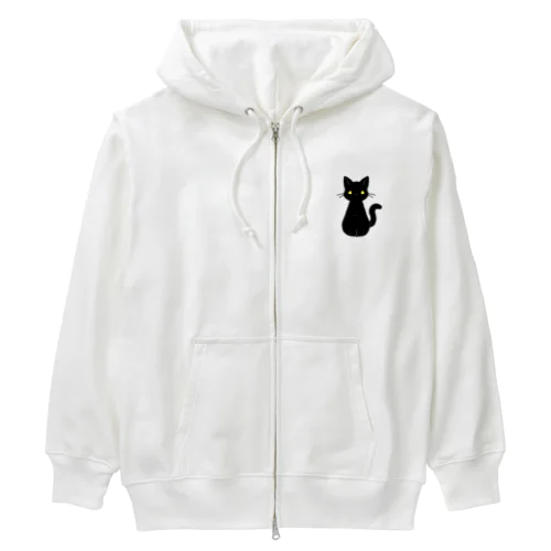 シンプルな金眼の黒猫さん Heavyweight Zip Hoodie