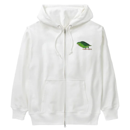 [森図鑑] サザナミインコ緑色 Heavyweight Zip Hoodie