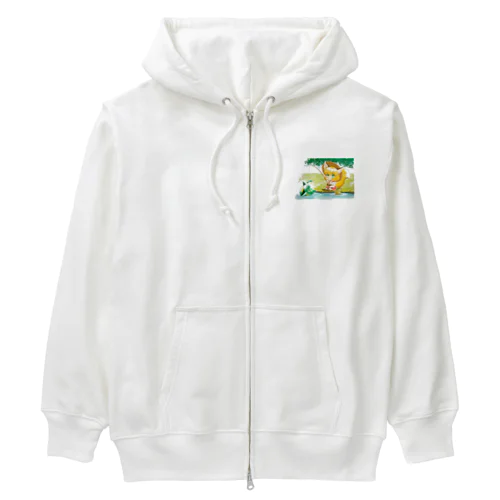 釣り吉お稲荷ちゃんと河童の河姫ちゃん Heavyweight Zip Hoodie