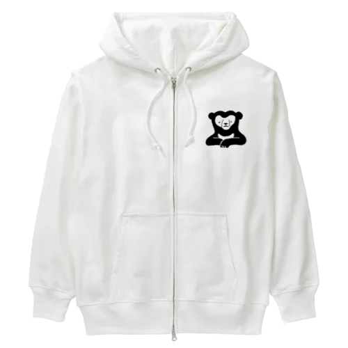 くまざわくん（ブラックライン） Heavyweight Zip Hoodie