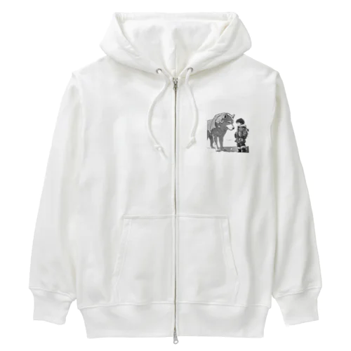 雪原の少年とオオカミ Heavyweight Zip Hoodie