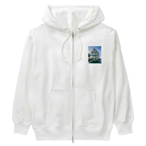 オーシャンビュー　海に浮いた透明グラスハウス Heavyweight Zip Hoodie