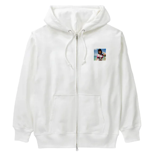 夏のビーチのハイビスカスちゃん Heavyweight Zip Hoodie