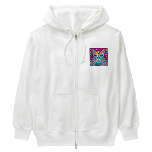 サイケデリックな猫 Heavyweight Zip Hoodie