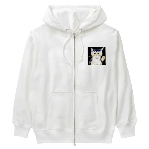 気品ある猫 シマシマ柄 Heavyweight Zip Hoodie