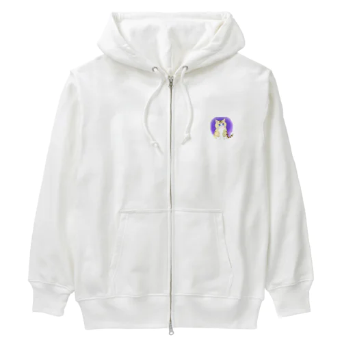 うるうる瞳の可愛いシマシマ猫 Heavyweight Zip Hoodie