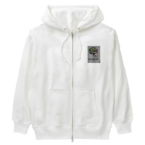 TWO-TONE-ONE ボタニカル柄ドクロ Heavyweight Zip Hoodie