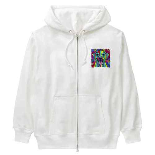 奇抜なアート風の可愛い犬のグッズ Heavyweight Zip Hoodie