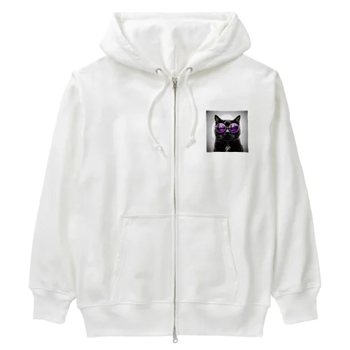 黒猫紫サングラス Heavyweight Zip Hoodie