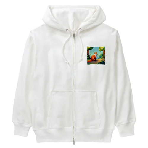 ドット柄のキツネ Heavyweight Zip Hoodie