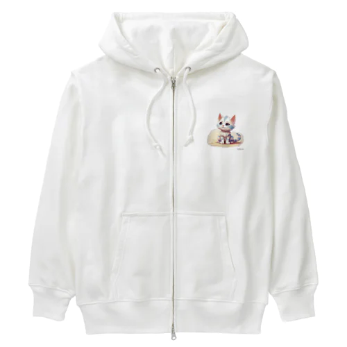 三つ子ネコのミント Heavyweight Zip Hoodie