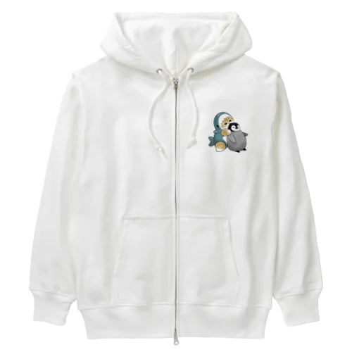 サメにゃんペンギン吸い Heavyweight Zip Hoodie