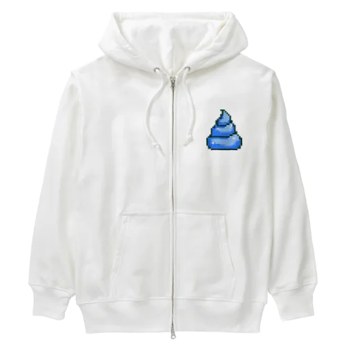 うんち（ブルー）| Poop (blue) Heavyweight Zip Hoodie