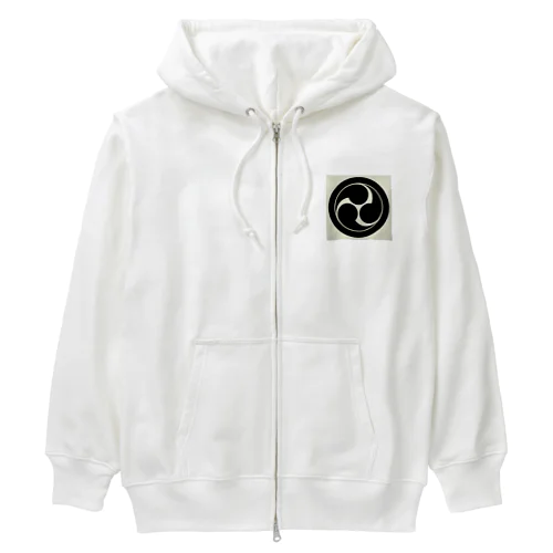 丸に左三つ巴 Heavyweight Zip Hoodie