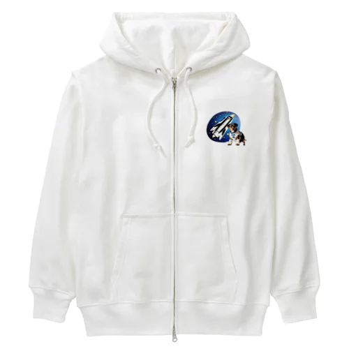 宇宙開拓だワン！（先ずは、宇宙ゴミの清掃からね💕） Heavyweight Zip Hoodie