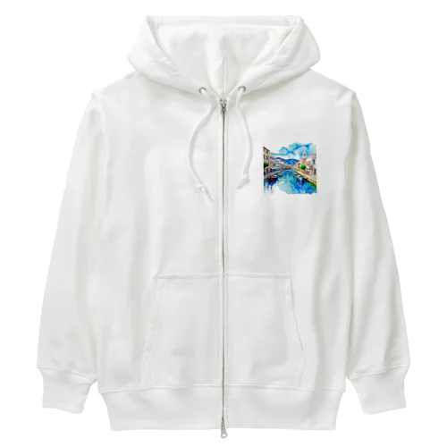 ギリシャの街並み Heavyweight Zip Hoodie