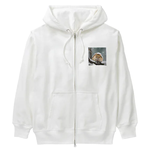 雪の中のヤマネ Heavyweight Zip Hoodie