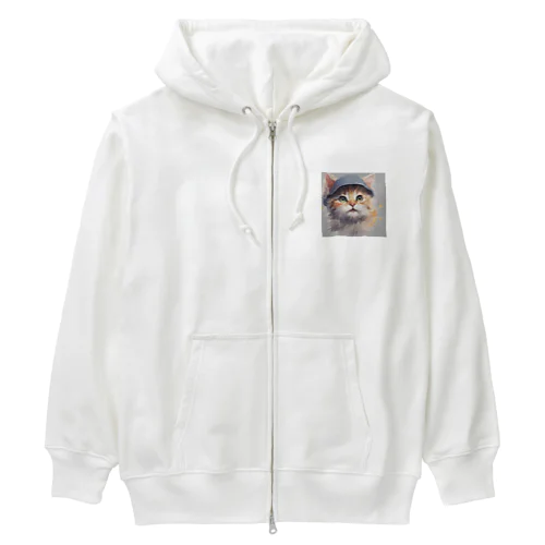明日へ向かうネコ（あすぬこ） Heavyweight Zip Hoodie