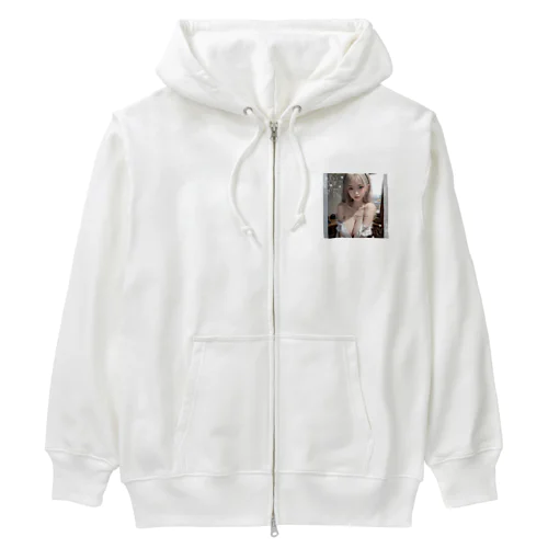 美女 図鑑（むにゅっ） Heavyweight Zip Hoodie