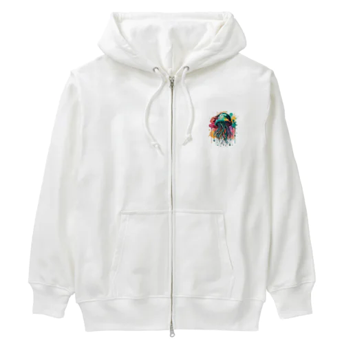 サイバーパンククラゲ　ミズクラゲ　水彩画スプラッシュ Heavyweight Zip Hoodie