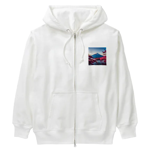 富士山と紅葉、そして湖のグッズ Heavyweight Zip Hoodie