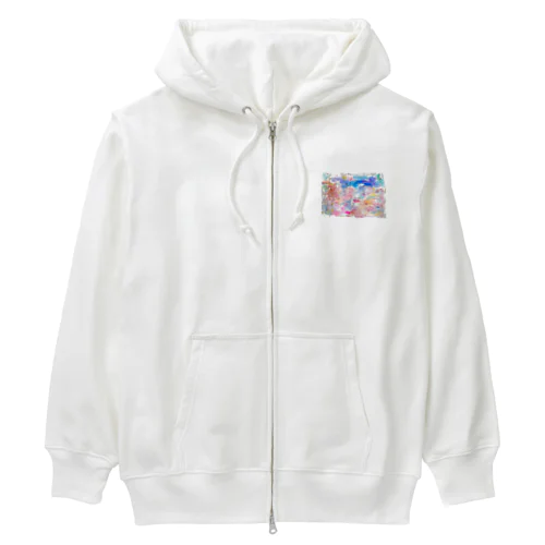 ３色水彩のハートアート_きらめきの刻 Heavyweight Zip Hoodie